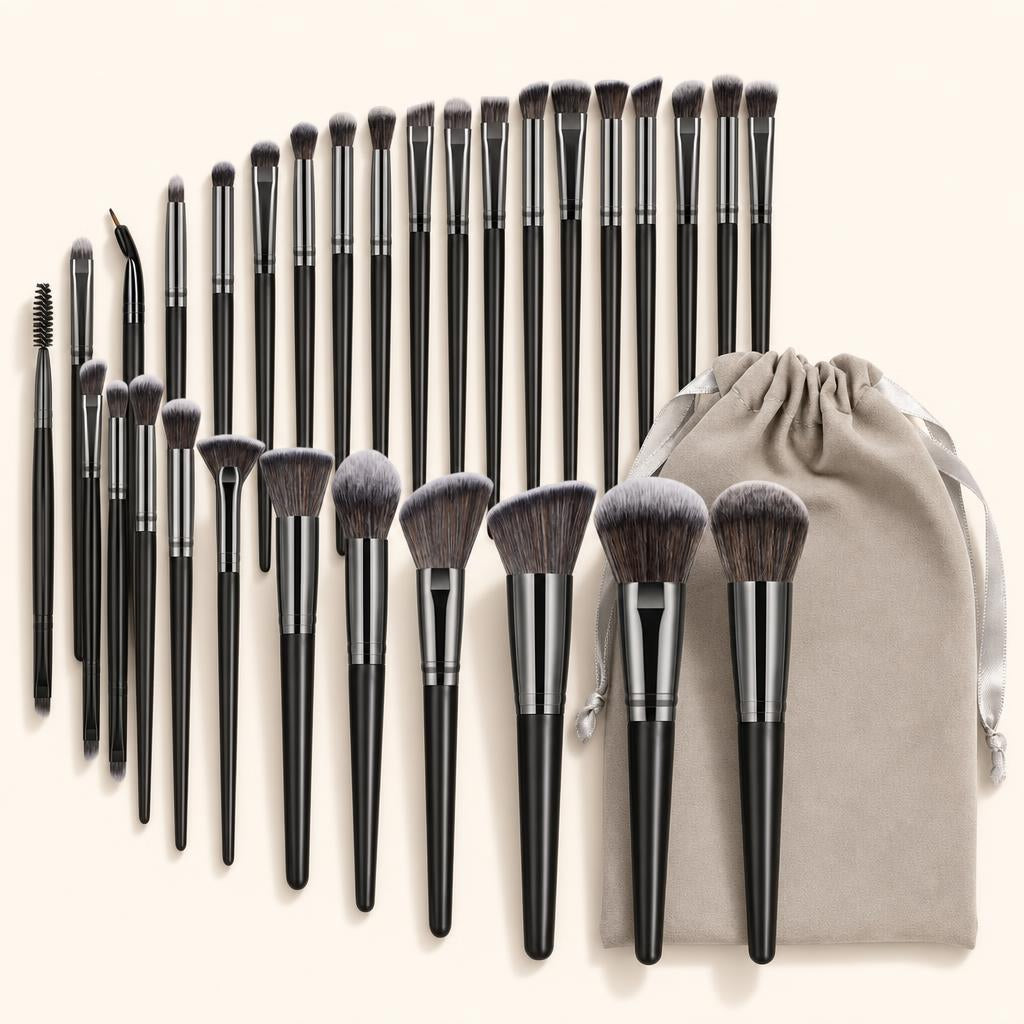 Set de 30 brochas · Negro y gris