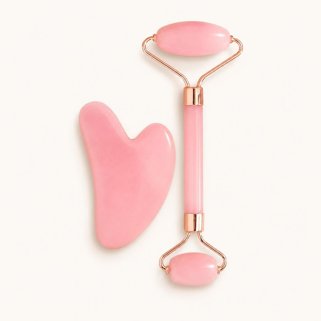 Set facial de hielo · Rodillo + gua sha · Rosa