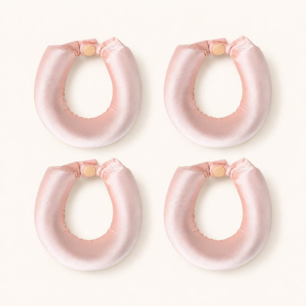Rulos de satén · 4 piezas · Rosa claro
