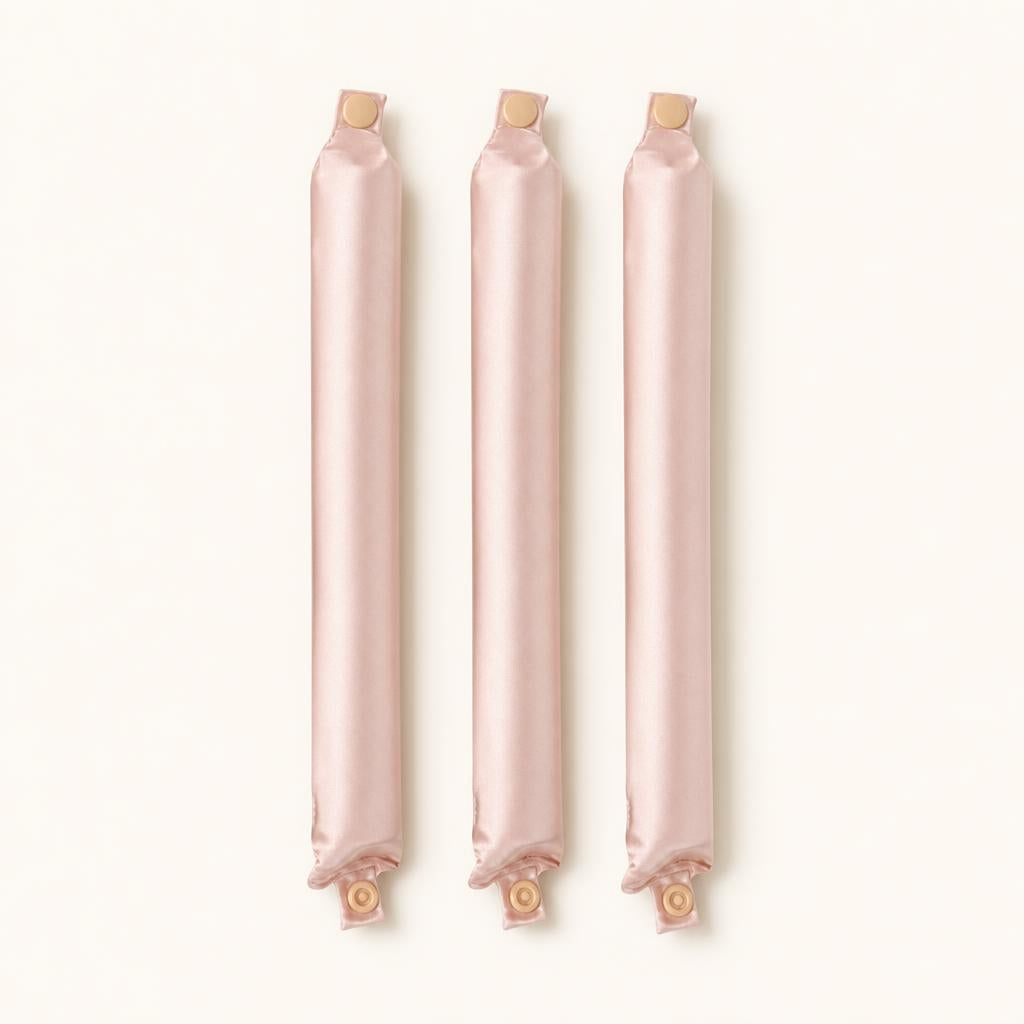 Rulos de satén · 3 piezas · Rosa claro